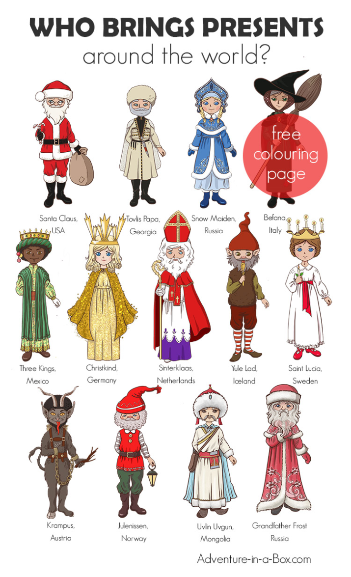 20 Christmas Around the World Colouring Pages