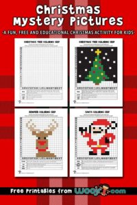 Christmas Mystery Pictures Grid Coloring Pages | Woo! Jr. Kids Activities : Children's Publishing