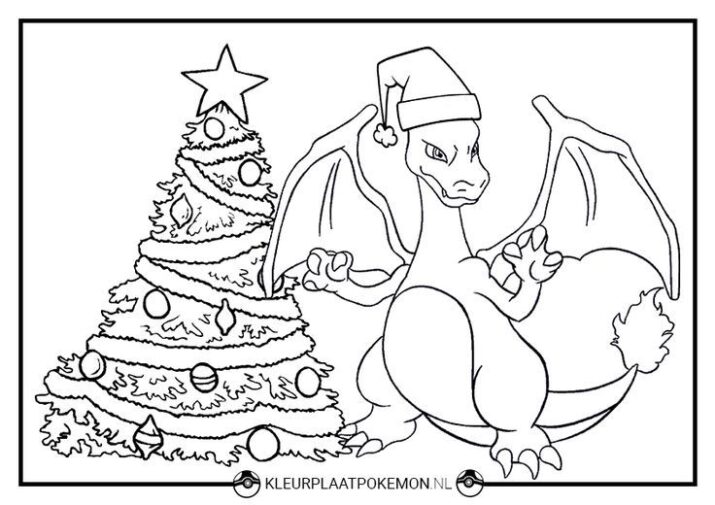 Coloriage Dracaufeu - Charizard - リザードン  006 Noël Christmas