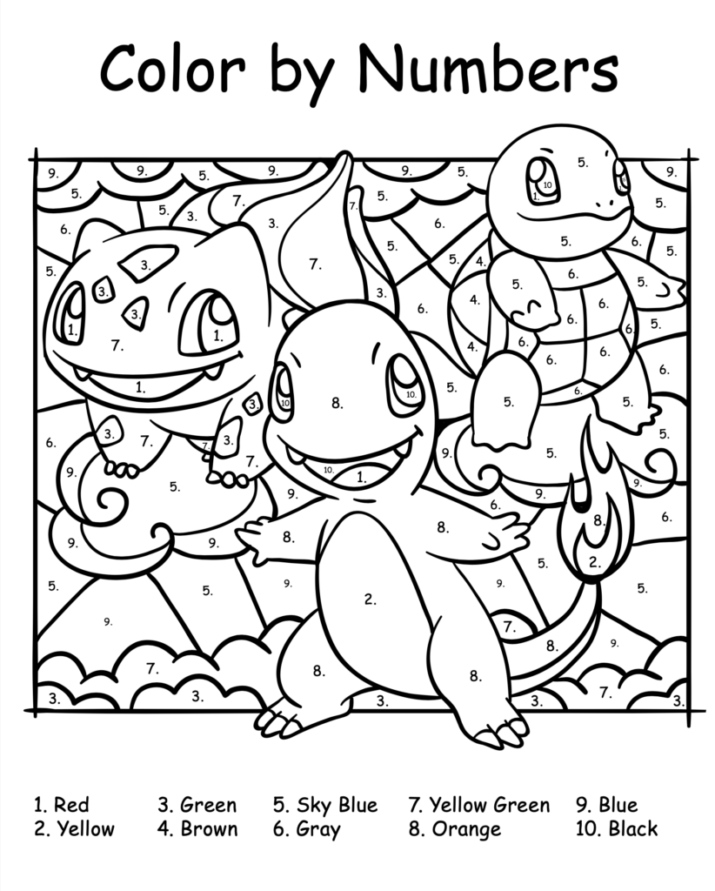 FREE Pokémon Color by Numbers Printables! - HappyAllKids.com