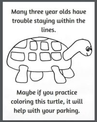 Funny Turtle Parking Coloring Page