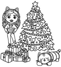 Gabby Dollhouse Christmas Coloring Page  At Coloringpage
