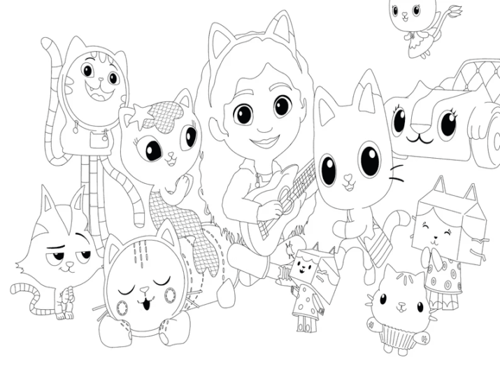 Gabby and Friends Gabby's Dollhouse Coloring Page - Free Printable Coloring Pages