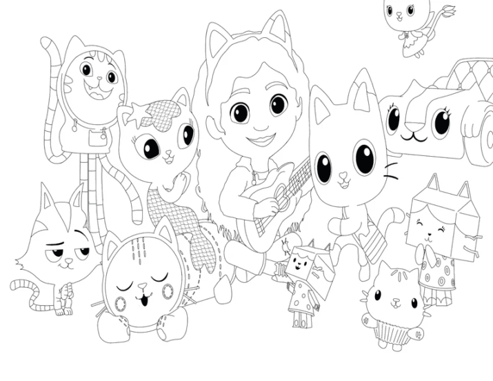 Gabby and Friends Gabby's Dollhouse Coloring Page - Free Printable ...