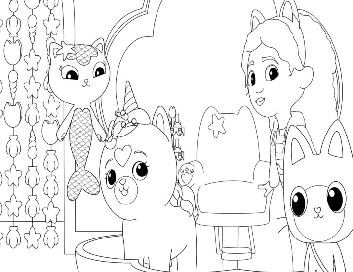 Gabbys Dollhouse Coloring Page Download in Mercat's Spa