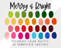 Merry & Bright, Winter Procreate Color Palette, Christmas Themed Color Swatches, iPad Procreate Tools
