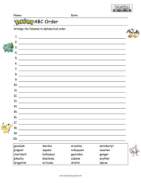 Pokémon Alphabetical Order - Teaching Squared