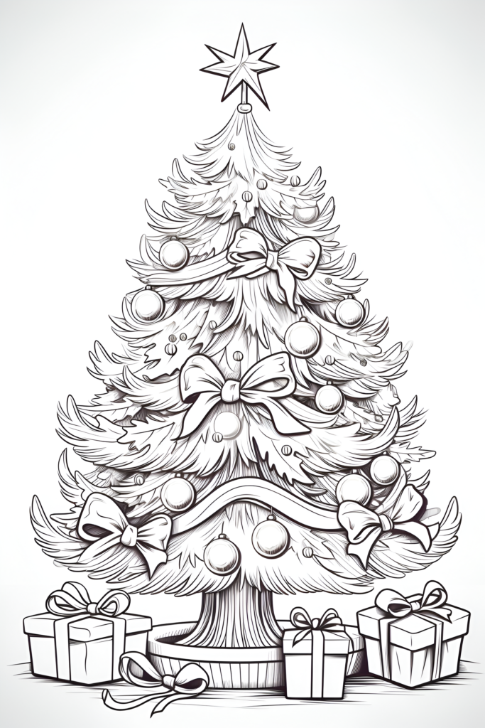 14 Printable Christmas Tree Coloring Pages - HappyAllKids.com