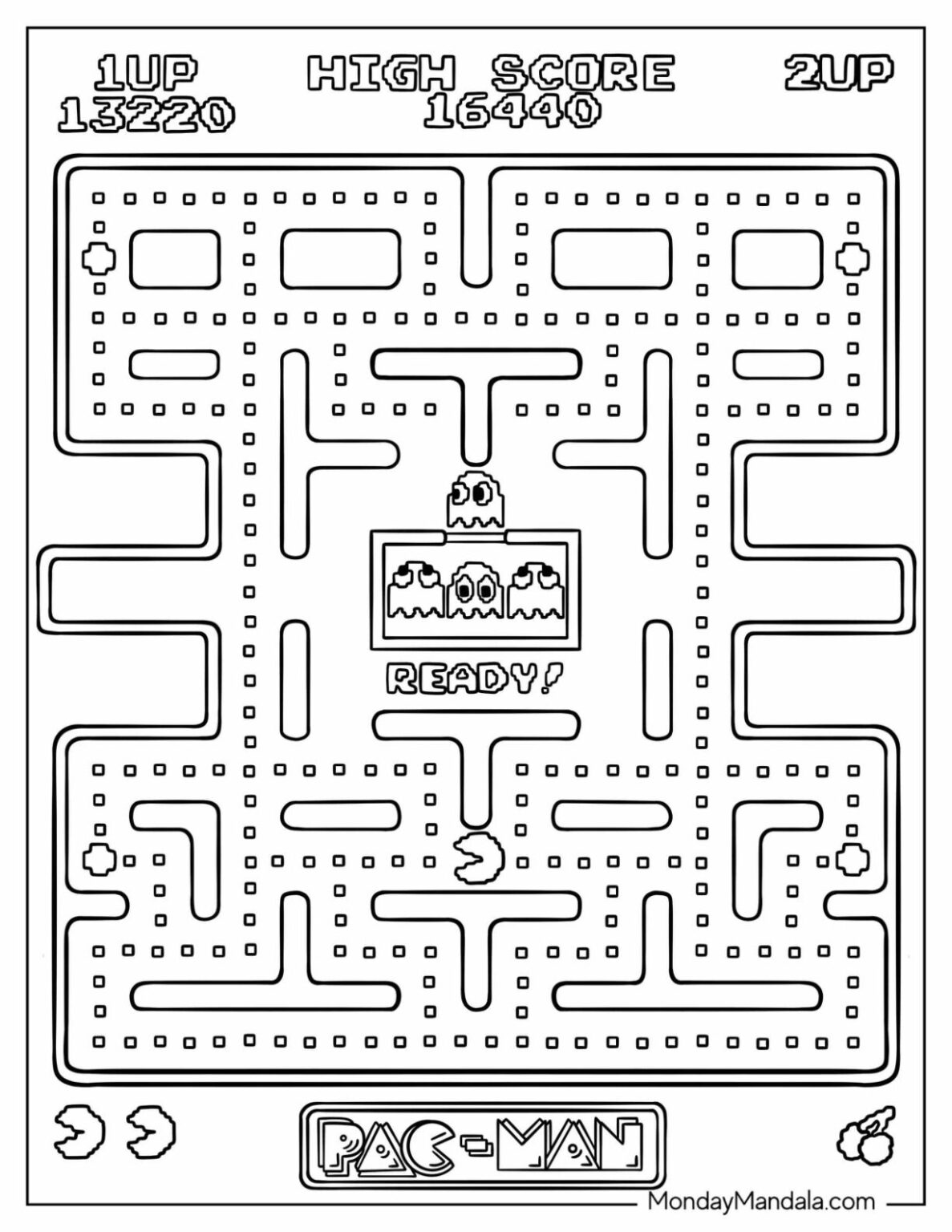 20 Pac Man Coloring Pages (Free PDF Printables) - HappyAllKids.com