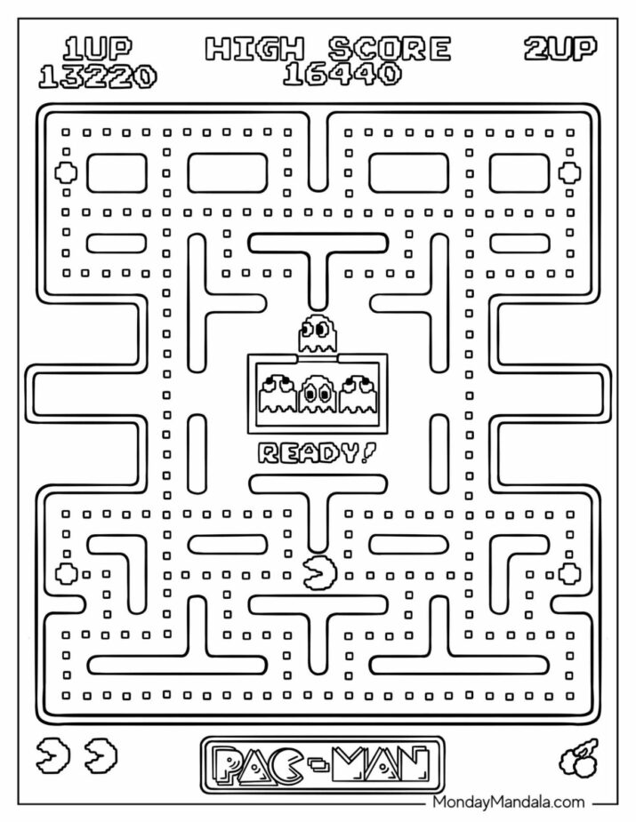 20 Pac Man Coloring Pages (Free PDF Printables)