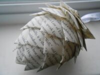 Book Paper Pinecone Ornament. Decoration, Christmas, Gift, Birthday, Anniversary, Wedding.