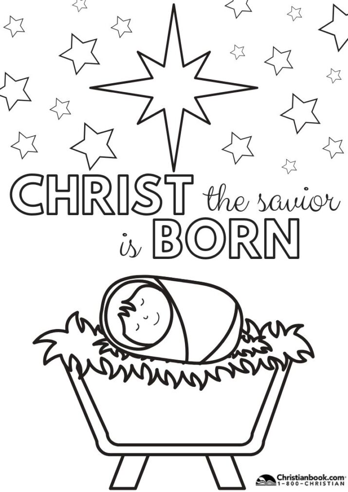 Christ the savior is born - Free Christmas Coloring