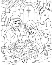 Christmas Nativity Scene Coloring Page Printable | Printablee