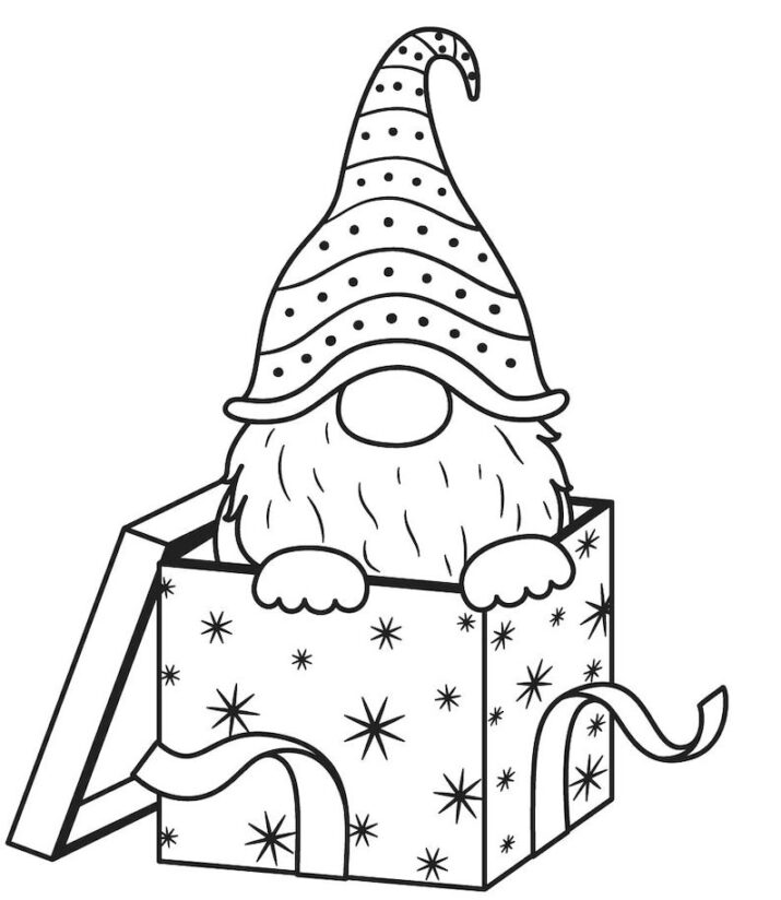 Cute Christmas Dwarf Gnomes Coloring Book (6 pages)