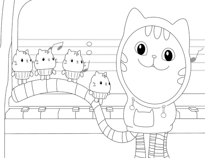 DJ Catnip and Cakey Cats digital coloring page download