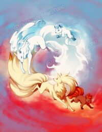 Fire and Ice Vulpix and Ninetales Matte Art Print