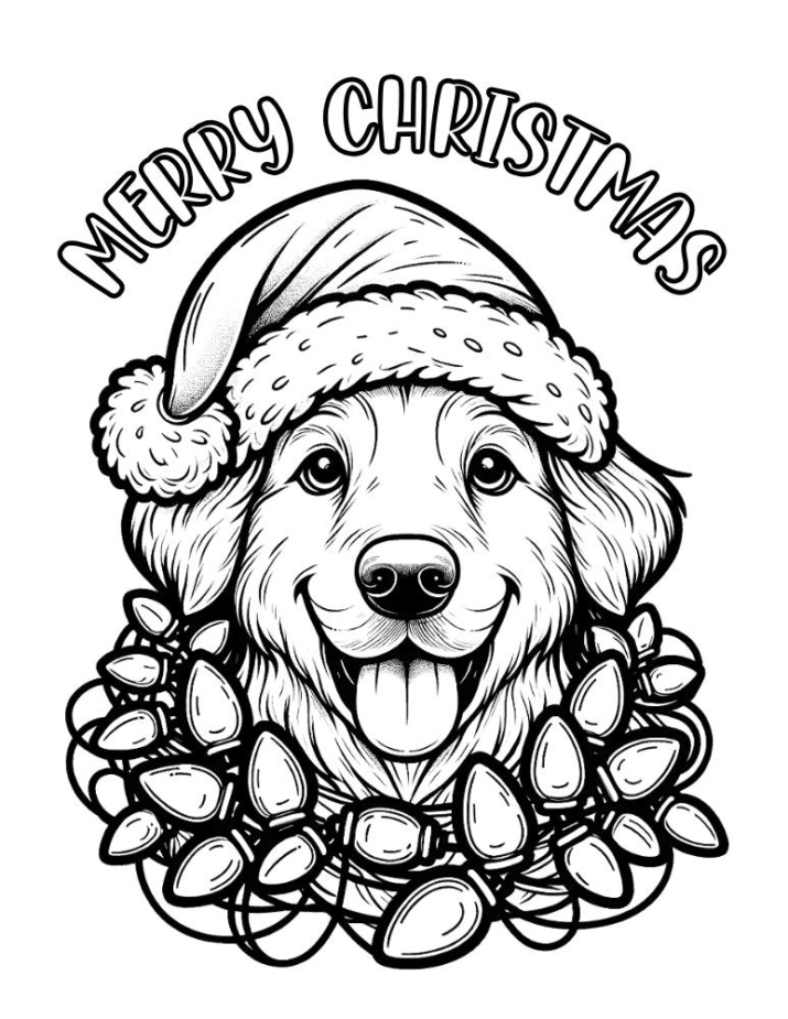 Free Christmas Dog Coloring Pages for Kids