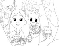 Gabbys Dollhouse Coloring Page Download with Pandy and Cakey