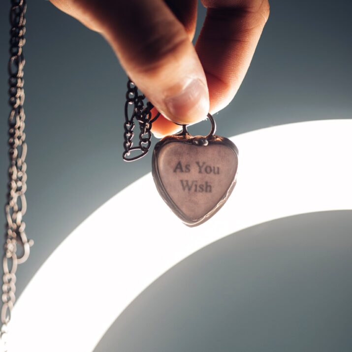 Heart Necklace See See Hidden Message Inside - White / I Love You / Gunmetal/Shiny Black Finish