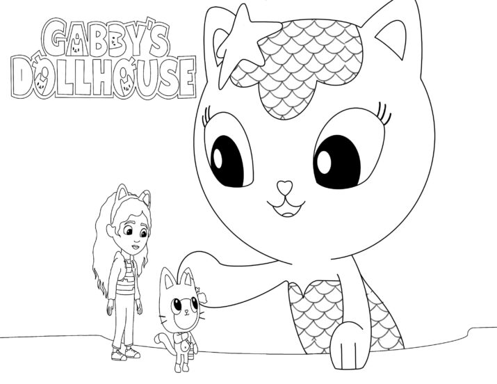 Mercat and Small Gabby with Pandy coloring sheet