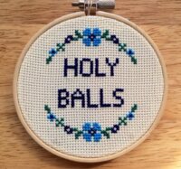 PATTERN Holy Balls Mini Funny Cross Stitch Floral Border
