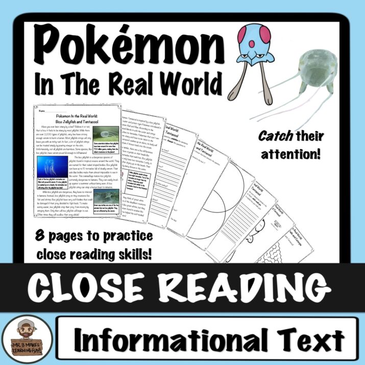 Pokémon Close Read and Worksheets/Activities: Box Jellyfish and Tentacool