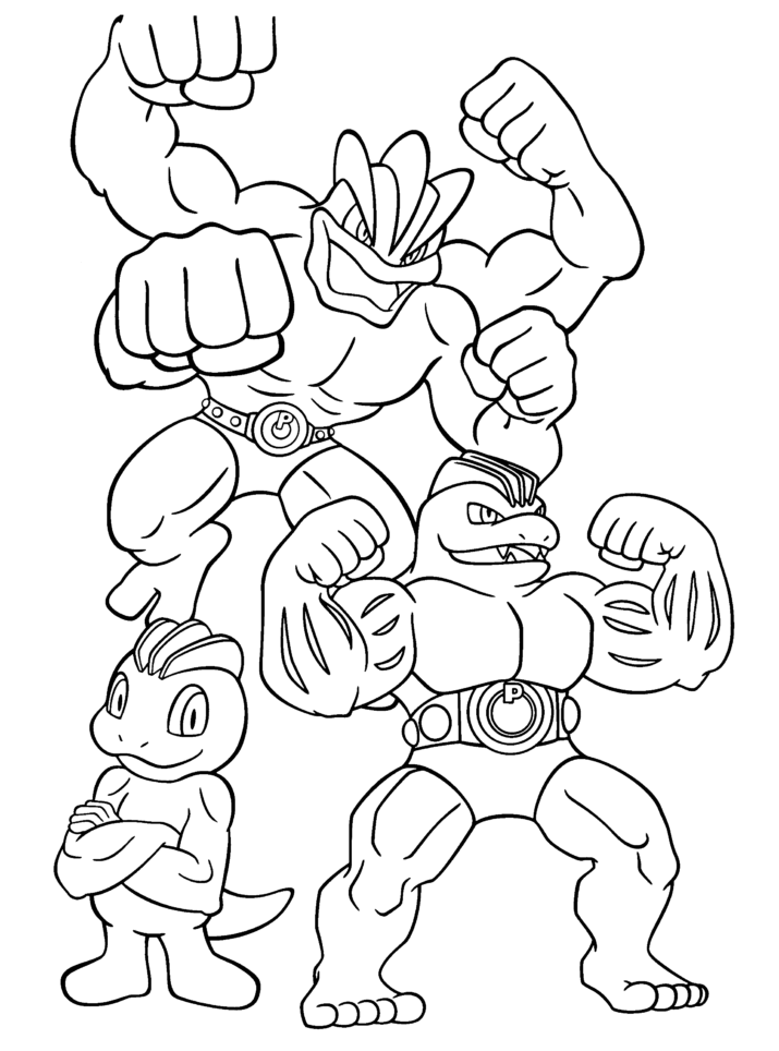 Pokemon Paradijs Machamp, Machoke, Machop. Pokemon Coloring Page, Pokemon, Coloring Page - Coloring Nation Pages