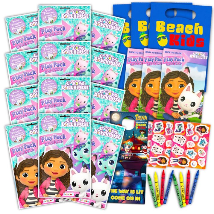 Rainbow Studios DreamWorks Gabby's Dollhouse Play Pack Party Favors - Bundle with 12 Gabby's Dollhouse Treat Bags with Gabbys Dollhouse Party Favors gabbys dollhouse stickers for kids