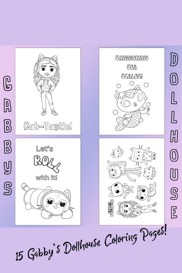 Set of 15 Gabby's Dollhouse Party Activity/Favors | Coloring Pages