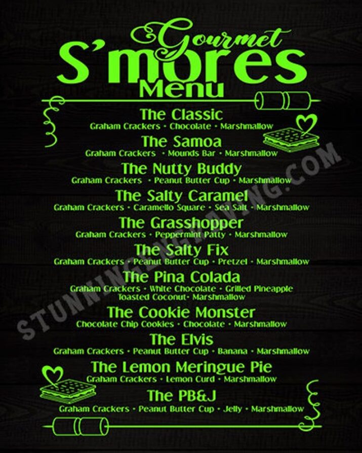 S'mores Gourmet Menu Design | Laser Engrave Cut File | Camping Decor or Wedding Sign Print File | Png SVG Dxf Dwg Cdr Ai JPG | DIY Camp Home