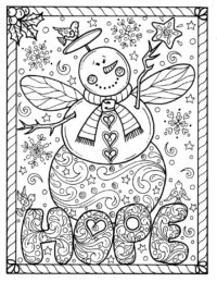Snow Angel Instant download Christmas Coloring page Holidays Adult coloring book