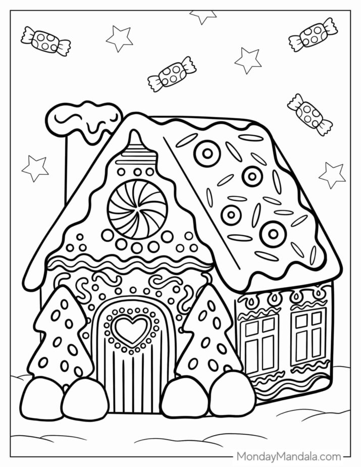 26 Gingerbread House Coloring Pages (Free PDF Printables)