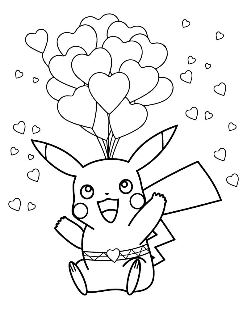 Cute Pokemon Pikachu - Coloring Pages - HappyAllKids.com