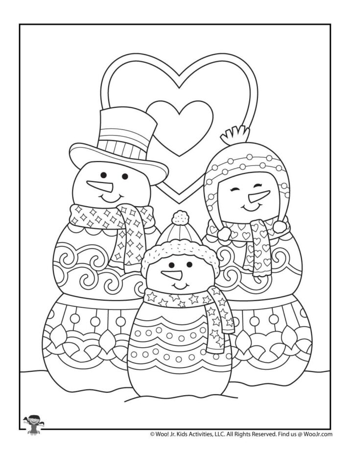 Cute Snowman Family Winter Coloring Page Set | Woo! Jr. Kids Activities : Children's Publishing