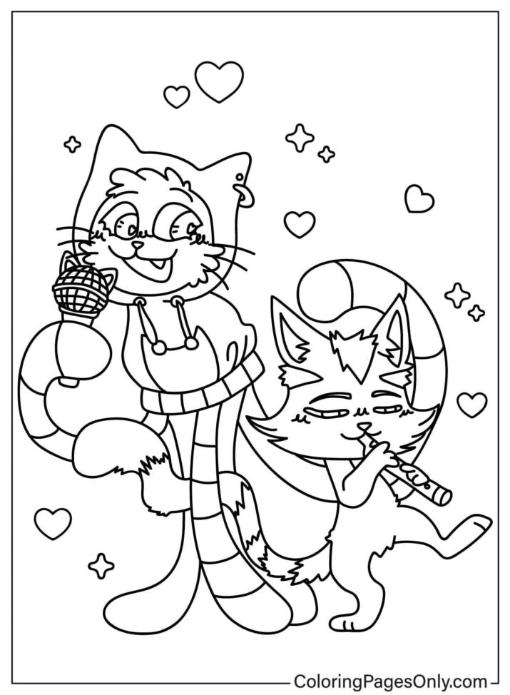 DJ Catnip and Catrat Coloring Page - Free Printable Coloring Pages