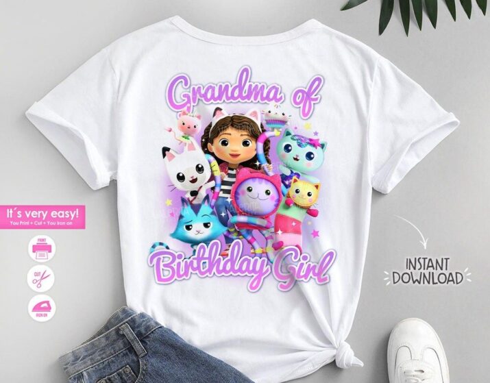 Gabby dollhouse grandma birthday girl shirt, Gabby birthday designs png, Dollhouse Gabby t-shirts designs, Printable Dollhouse shirts