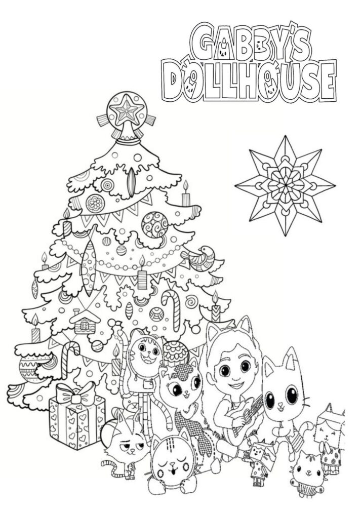 Gabbys Dollhouse Christmas Printable Download Colouring Page