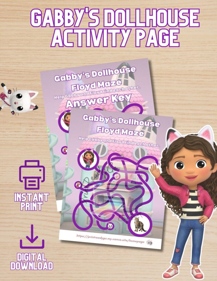 Gabby's dollhouse activity page