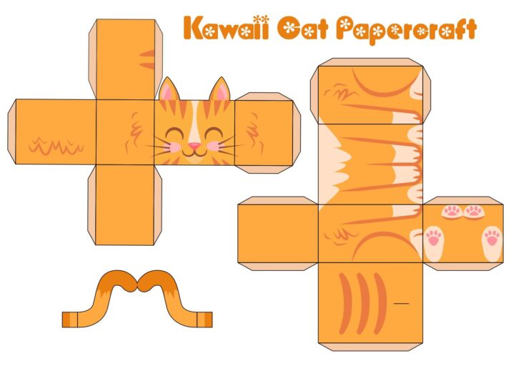 Kawaii Paper Cat Crafts - 10 Free PDF Printables | Printablee