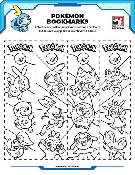 Pokemon Bookmarks Coloring Pages At Diycoloringpage - HappyAllKids.com