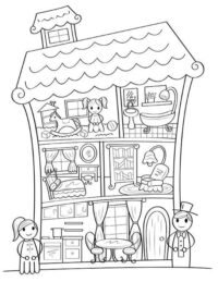 Doll House Coloring Pages  At Coloringsheets