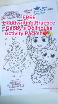 FREE Printable Handwriting Practice Activity Sheets | Gabby’s Dollhouse ❤️✏️
