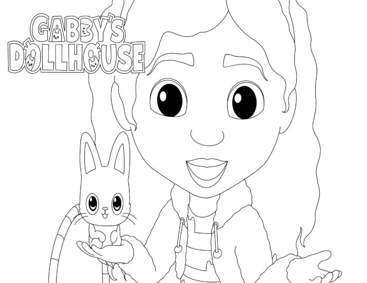 Gabby and the Easter Kitty Bunny digital coloring sheet