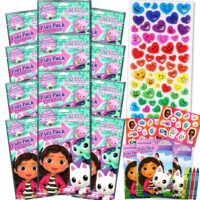 Gabby's Dollhouse Birthday Party Supplies Set for Kids, Boys and Grils - Bundle with 12 Gabbys Dollhouse Activity Play Packs with Mini Coloring Books, Stickers, and More Party Favors