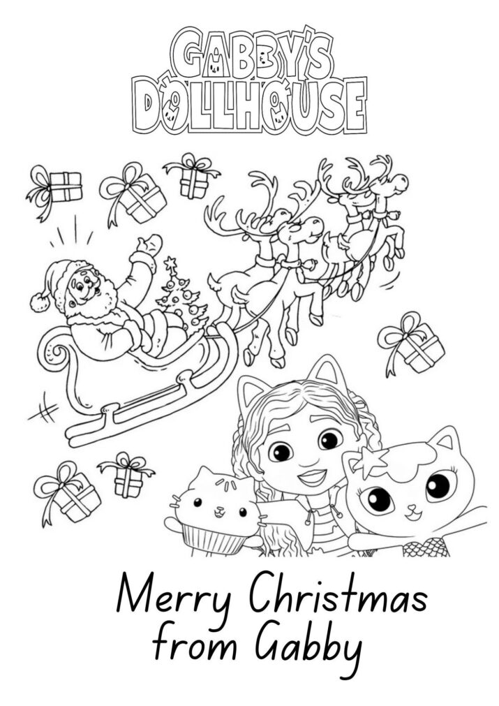 Gabby's Dollhouse Christmas Colouring Printable page