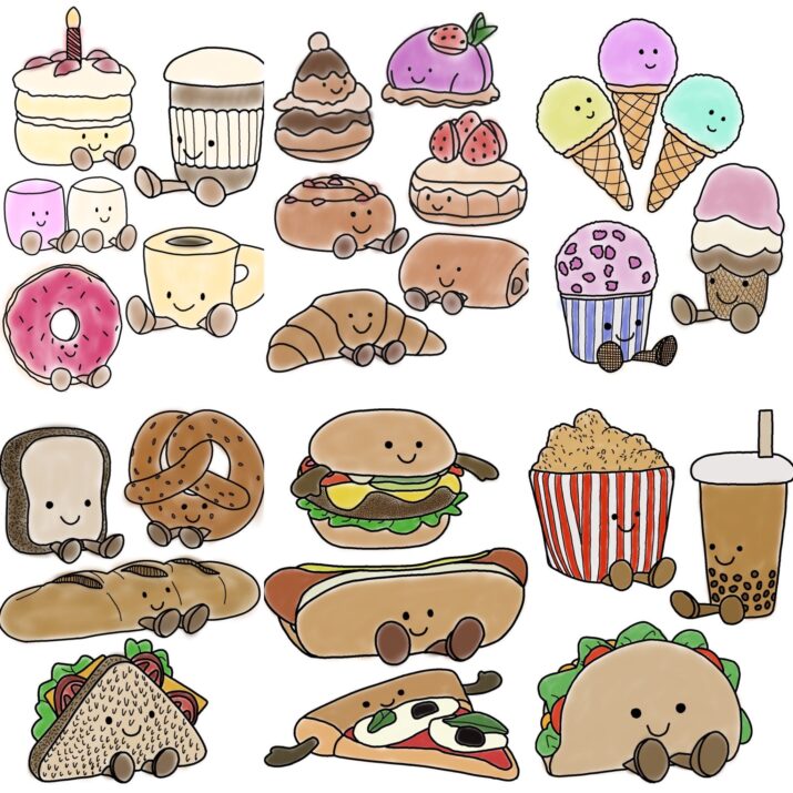 Jellycat UNOFFICIAL colouring pack - Food and Drink