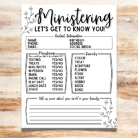 Ministering Sister Survey Ministering Questionnaire Getting to Know You Spotlight Questions - Etsy