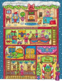 Toy Shop Dollhouse Coloring Page by Fern Brown