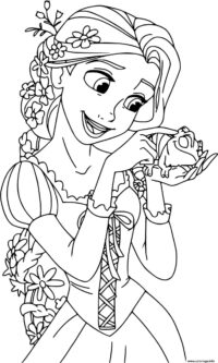 Coloriage Raiponce est une princesse fille unique du roi et de la reine de son royaume