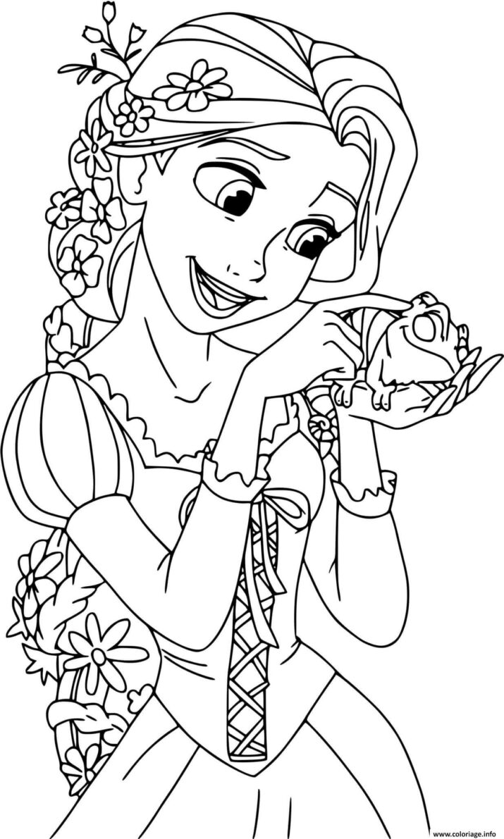 Coloriage Raiponce est une princesse fille unique du roi et de la reine de son royaume